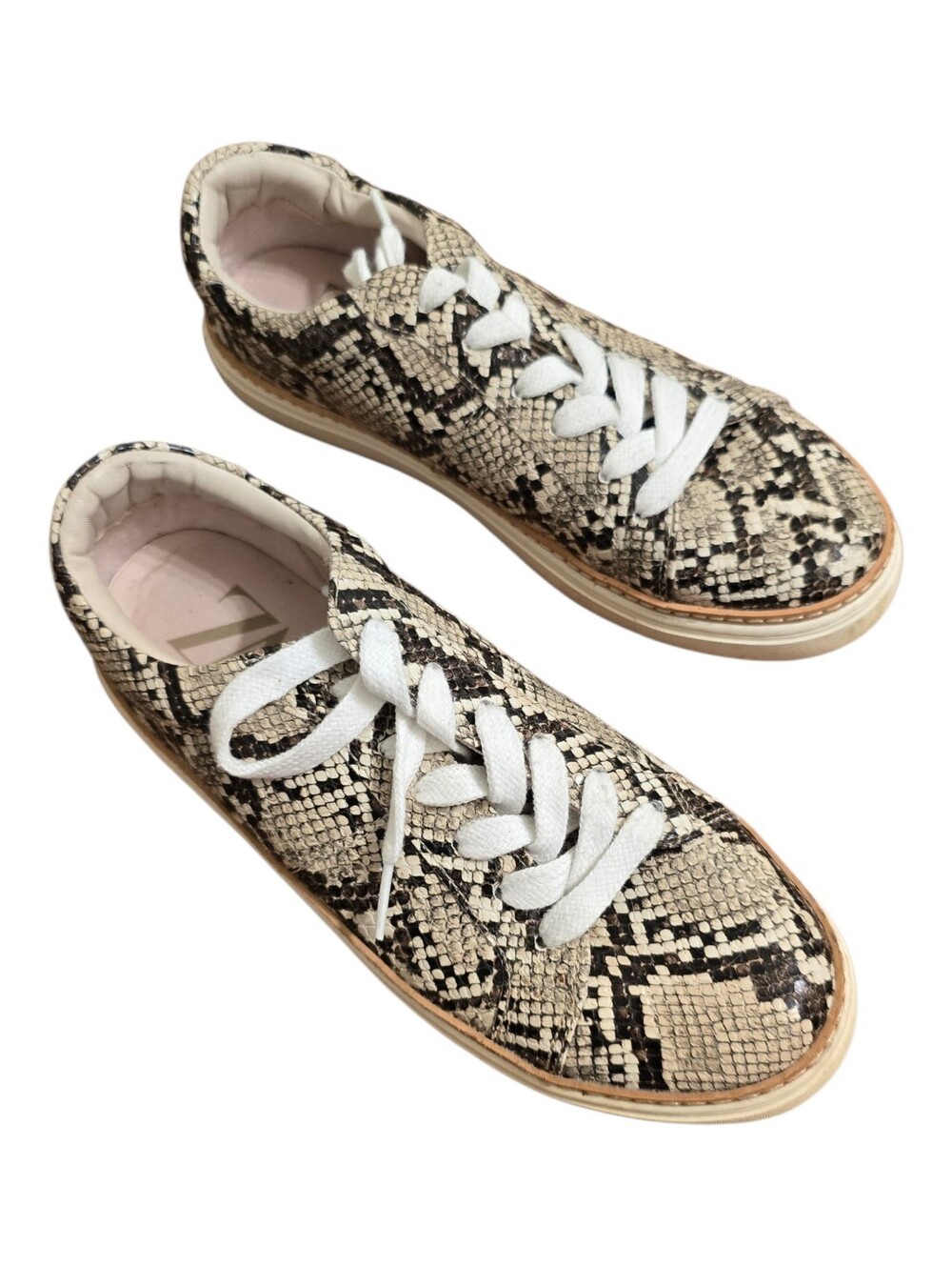 Zara Basic Collection Edgy Reptile Exotic Animal Print Lixe Lace-Up Sneakers 9